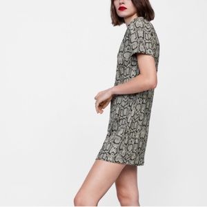 NWT Zara Snakeskin Jacquard Print Dress